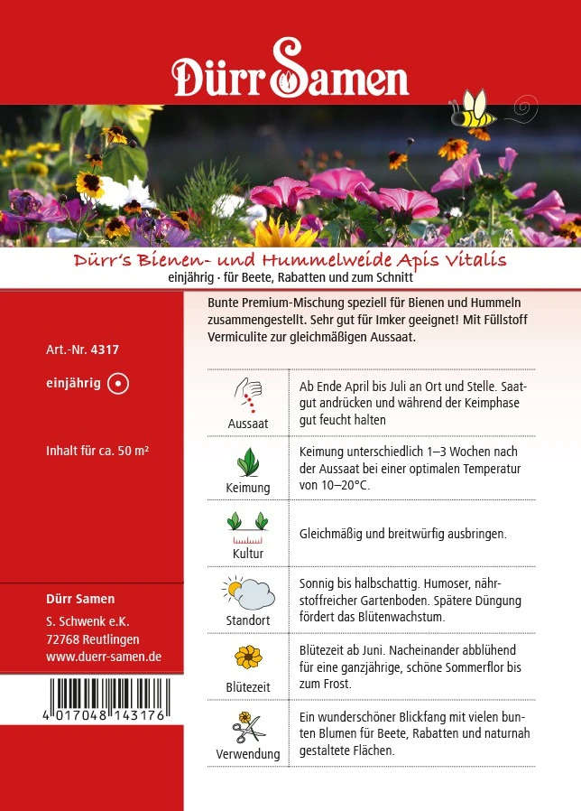 Bienen- Und Hummelweide Apis Vitalis 50 M² | Blumensamen Von Dürr Samen – Bild 2