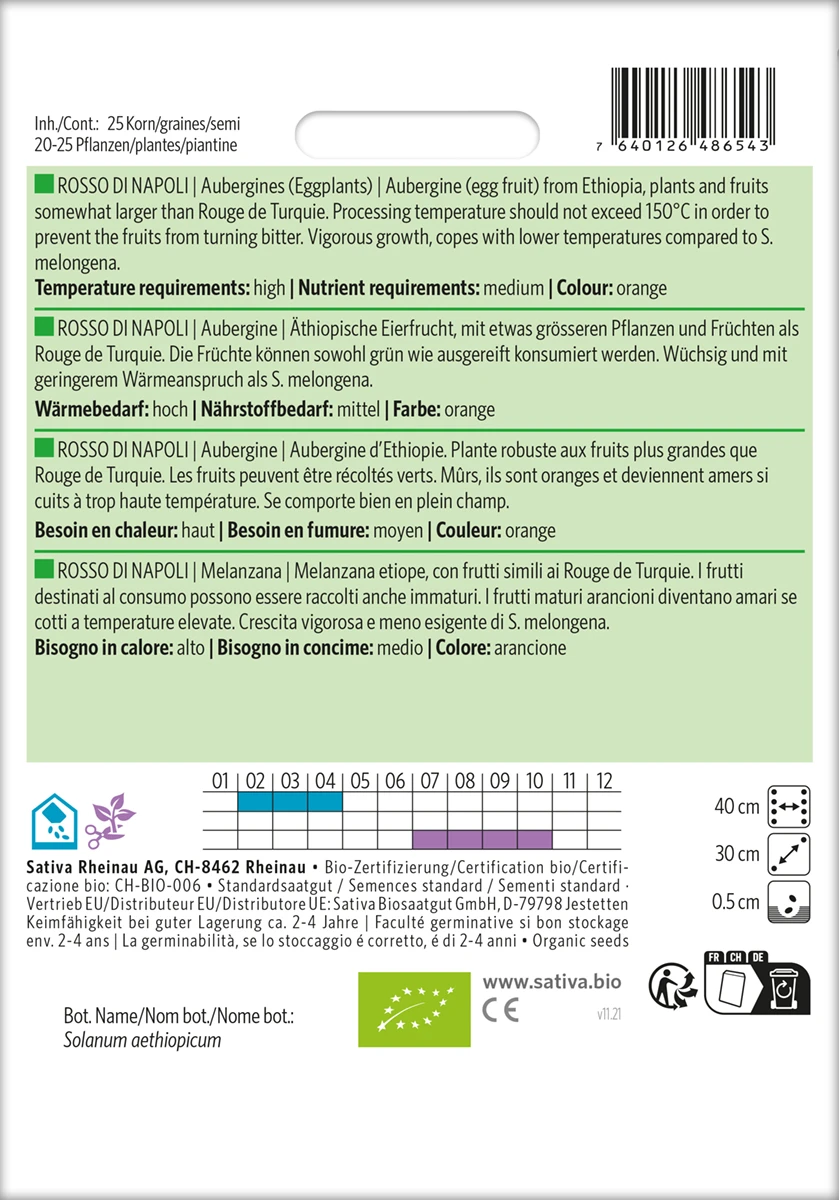 Aubergine Rosso Di Napoli | BIO Auberginensamen Von Sativa Rheinau – Bild 2