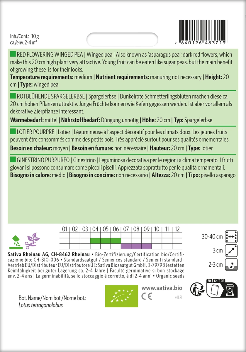 Spargelerbse Rotblühende Spargelerbse | BIO Erbsensamen Von Sativa Rheinau – Bild 2