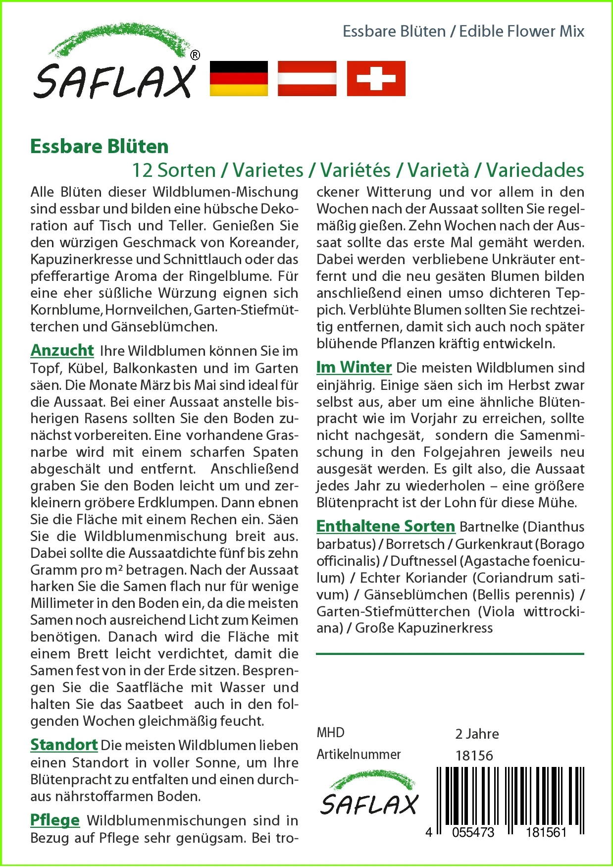 Blumenwiese Essbare Blüten | Wildblumenwiese Von Saflax