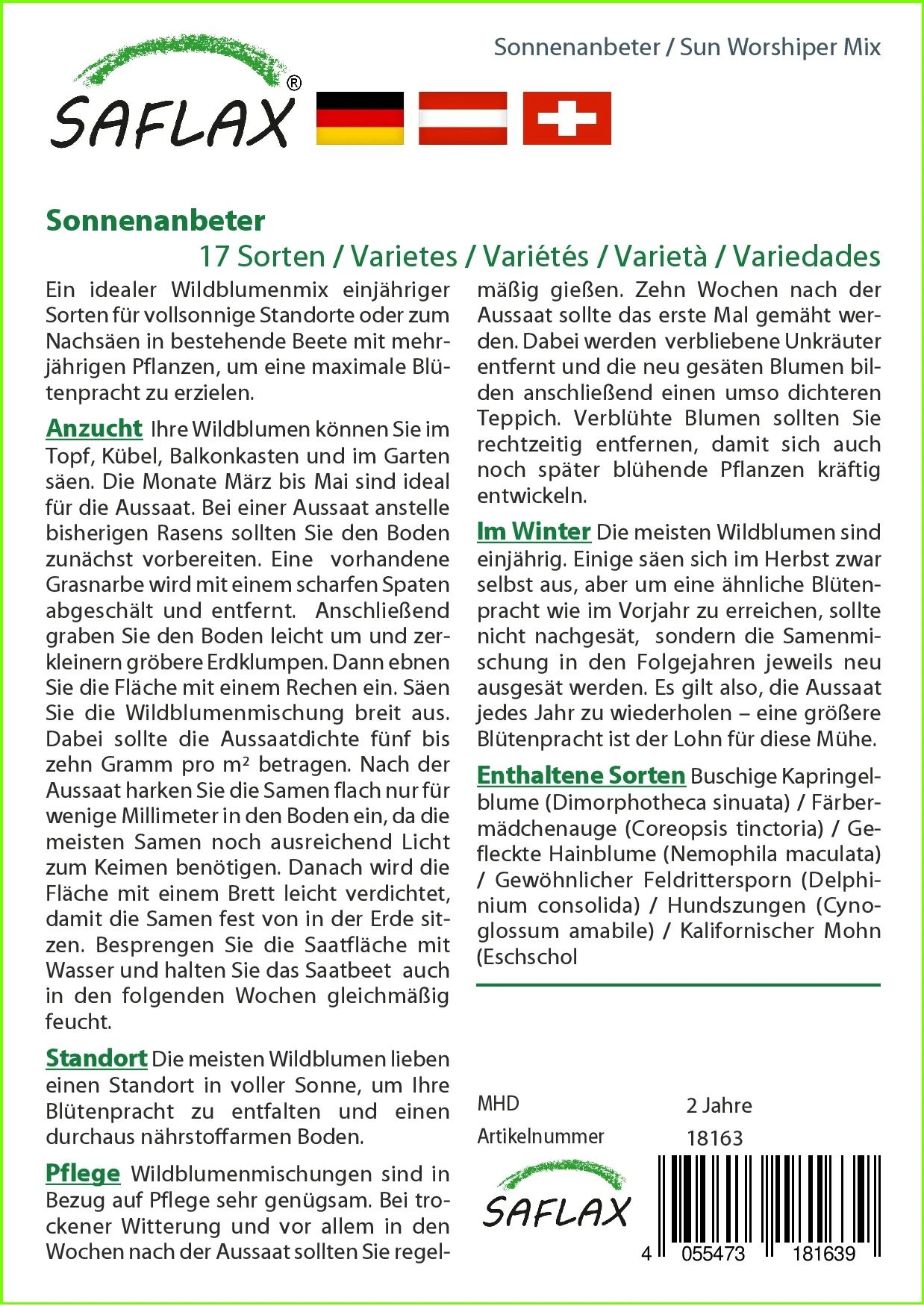 Blumenwiese Sonnenanbeter | Wildblumenwiese Von Saflax