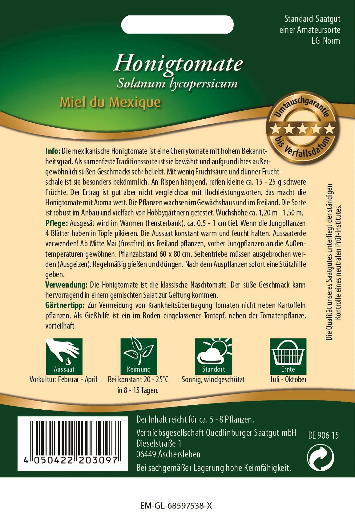 Mexikanische Honigtomate Miel Du Mexique | Kirschtomatensamen Von Quedlinburger