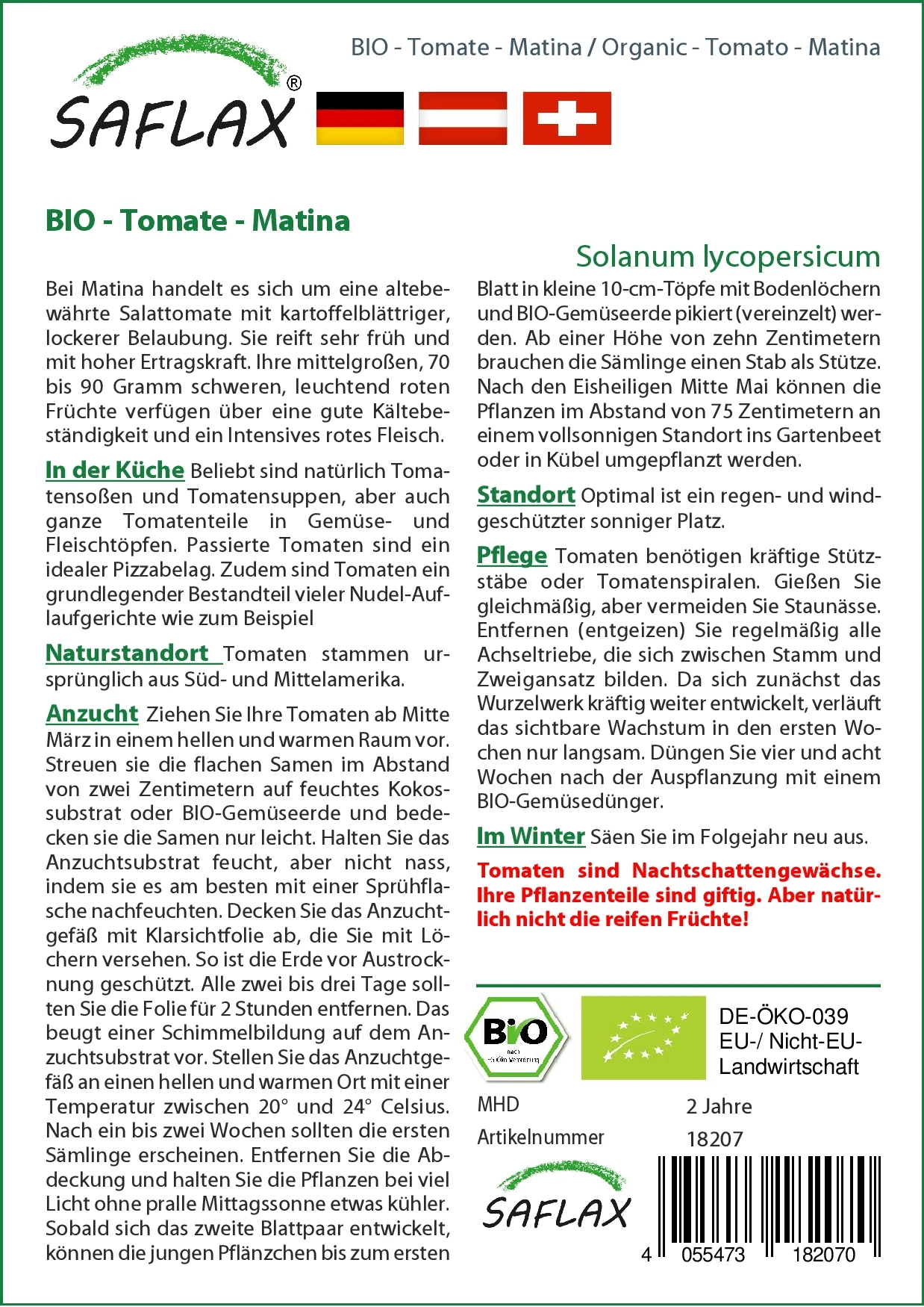Tomate Matina | BIO Salattomatensamen Von Saflax – Bild 2