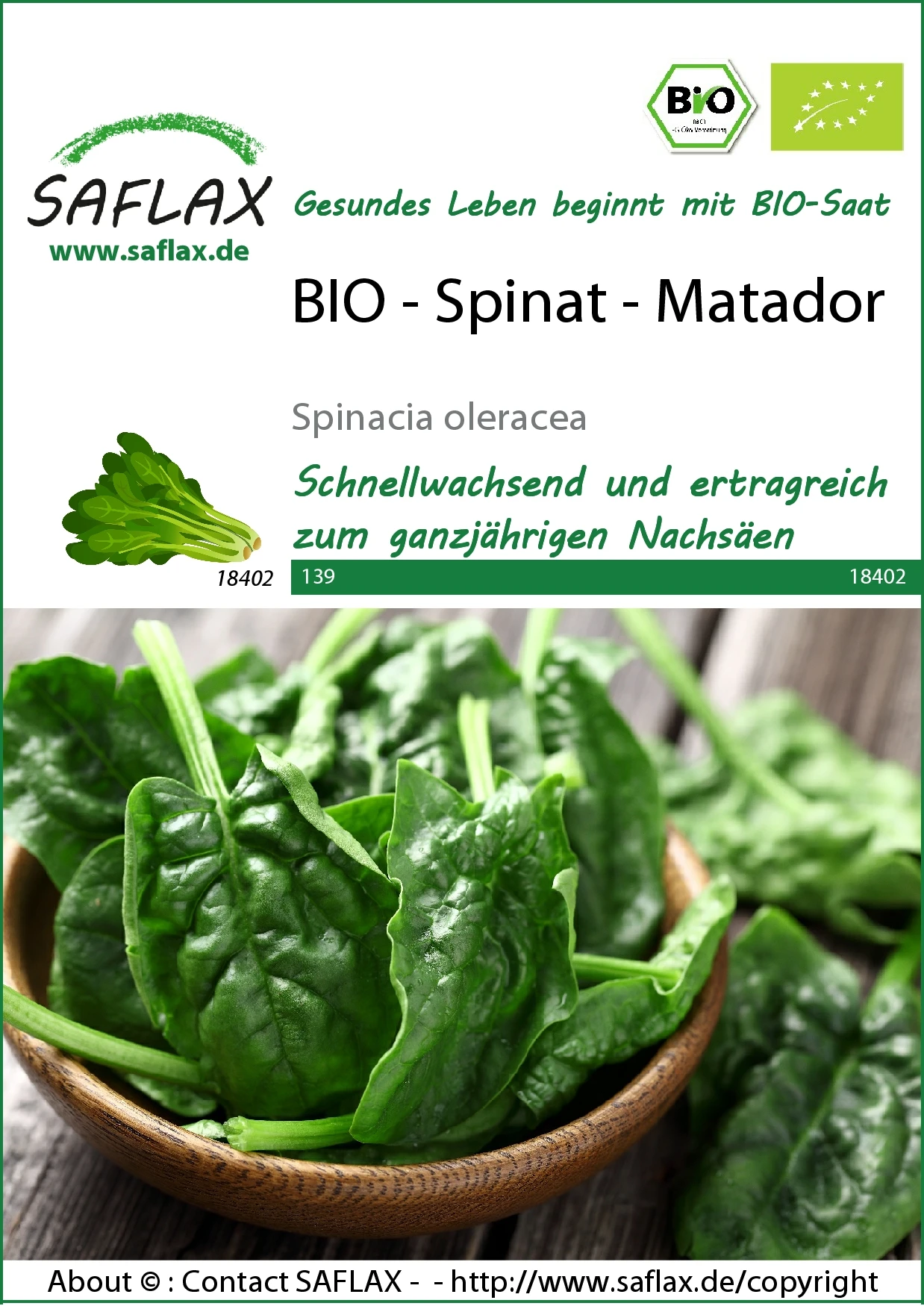 Spinat Matador | BIO Spinatsamen Von Saflax