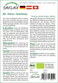 Möhre Herbstkönig | BIO Möhrensamen Von Saflax