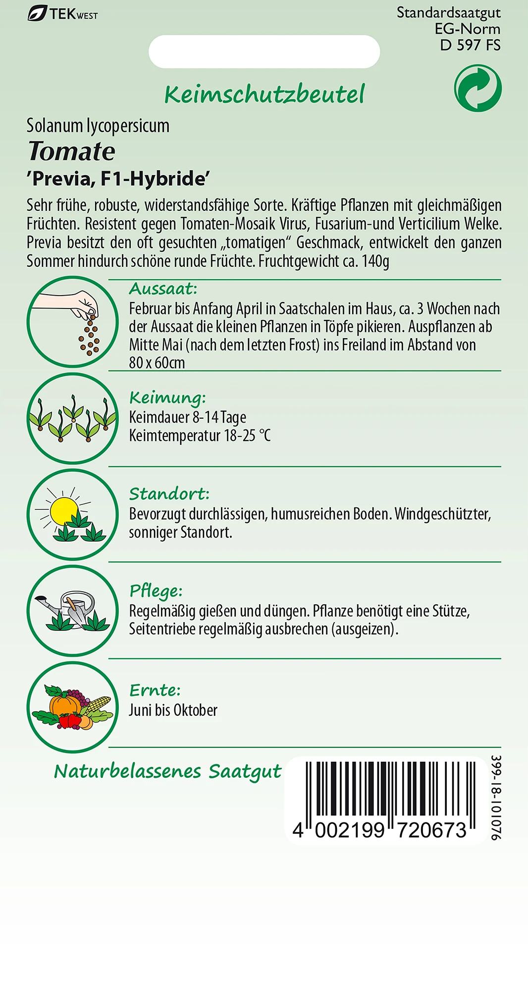 Tomate Previa F1-Hybride | Tomatensamen Von Samen Pfann