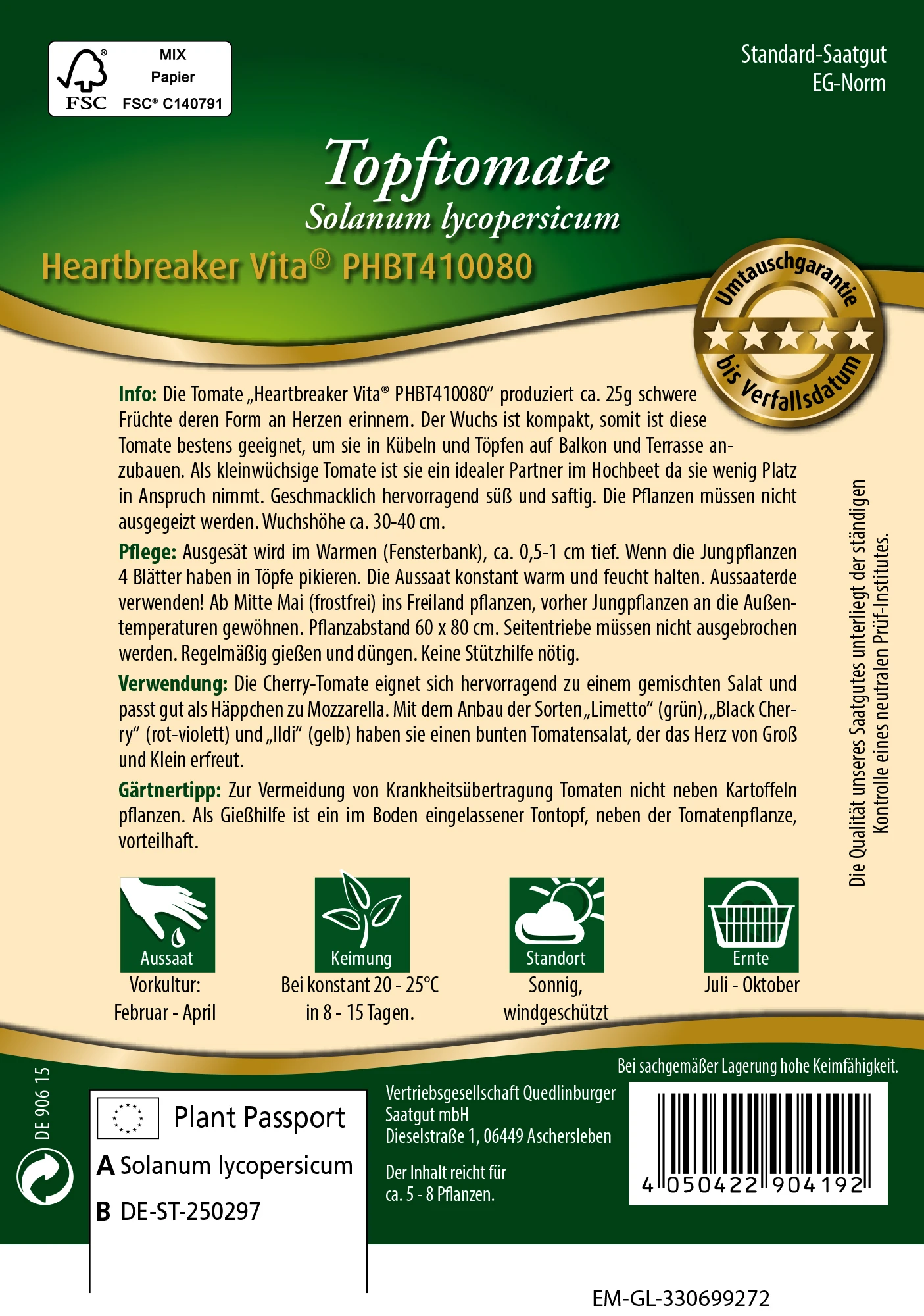 Tomate Heartbreaker Vita | Kirschtomatensamen Von Quedlinburger – Bild 2