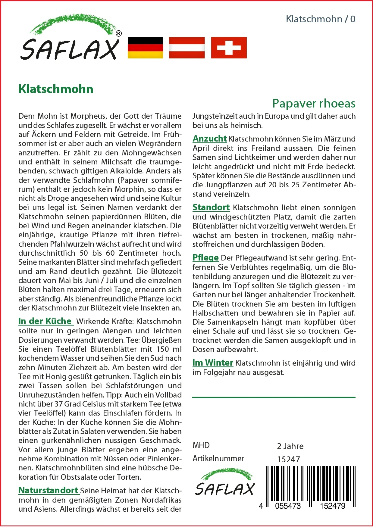 Klatschmohn | Mohnsamen Von Saflax – Bild 2