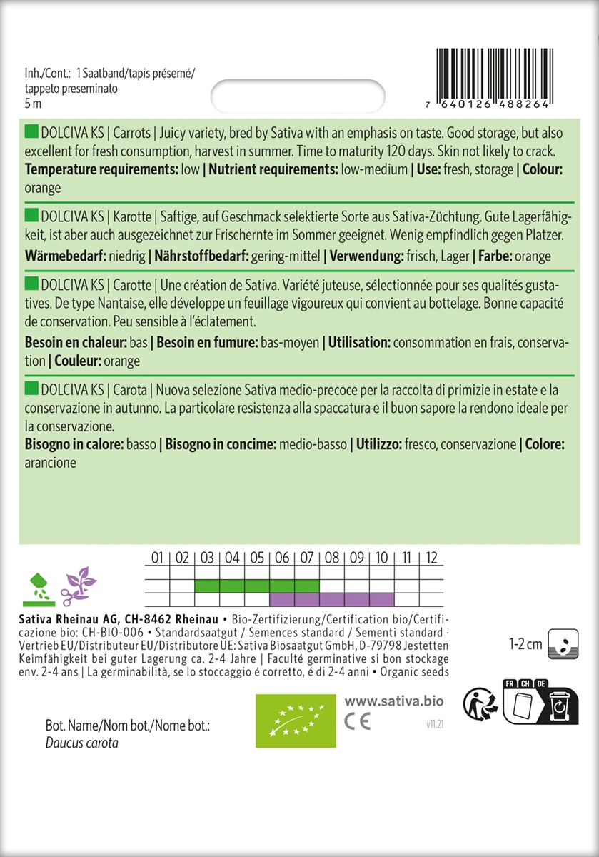 Karotte Dolciva (Saatband) | BIO Möhrensamen Von Sativa Rheinau – Bild 2