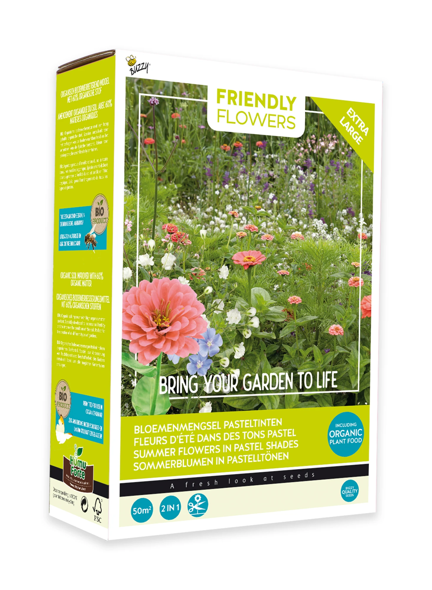 Friendly Flowers XL Sommerblumen Pastel (50 M²) | Blumensamenmischung Von Buzzy Seeds