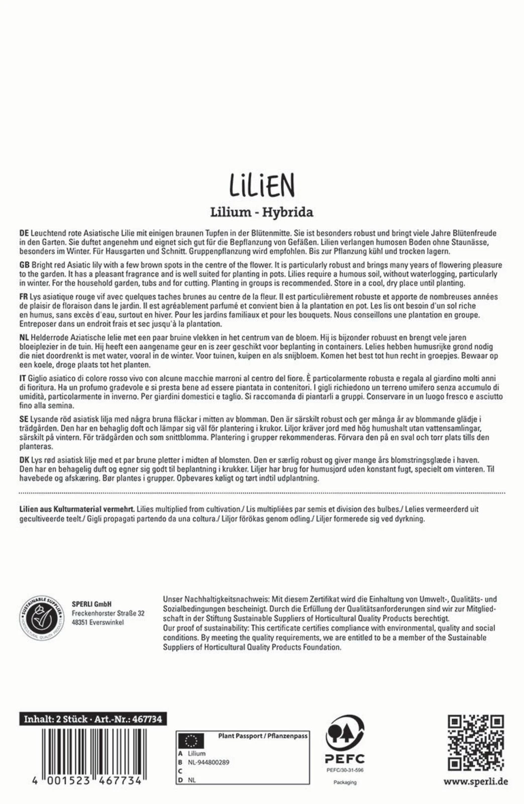 Lilie Pearl Loraine (2 Stück) | Lilienzwiebeln Von Sperli – Bild 2