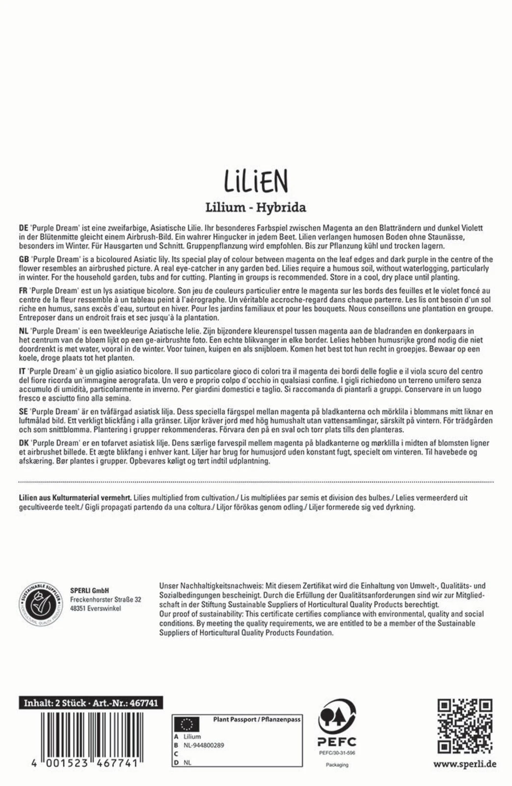 Lilie Purple Dream (2 Stück) | Lilienzwiebeln Von Sperli – Bild 2