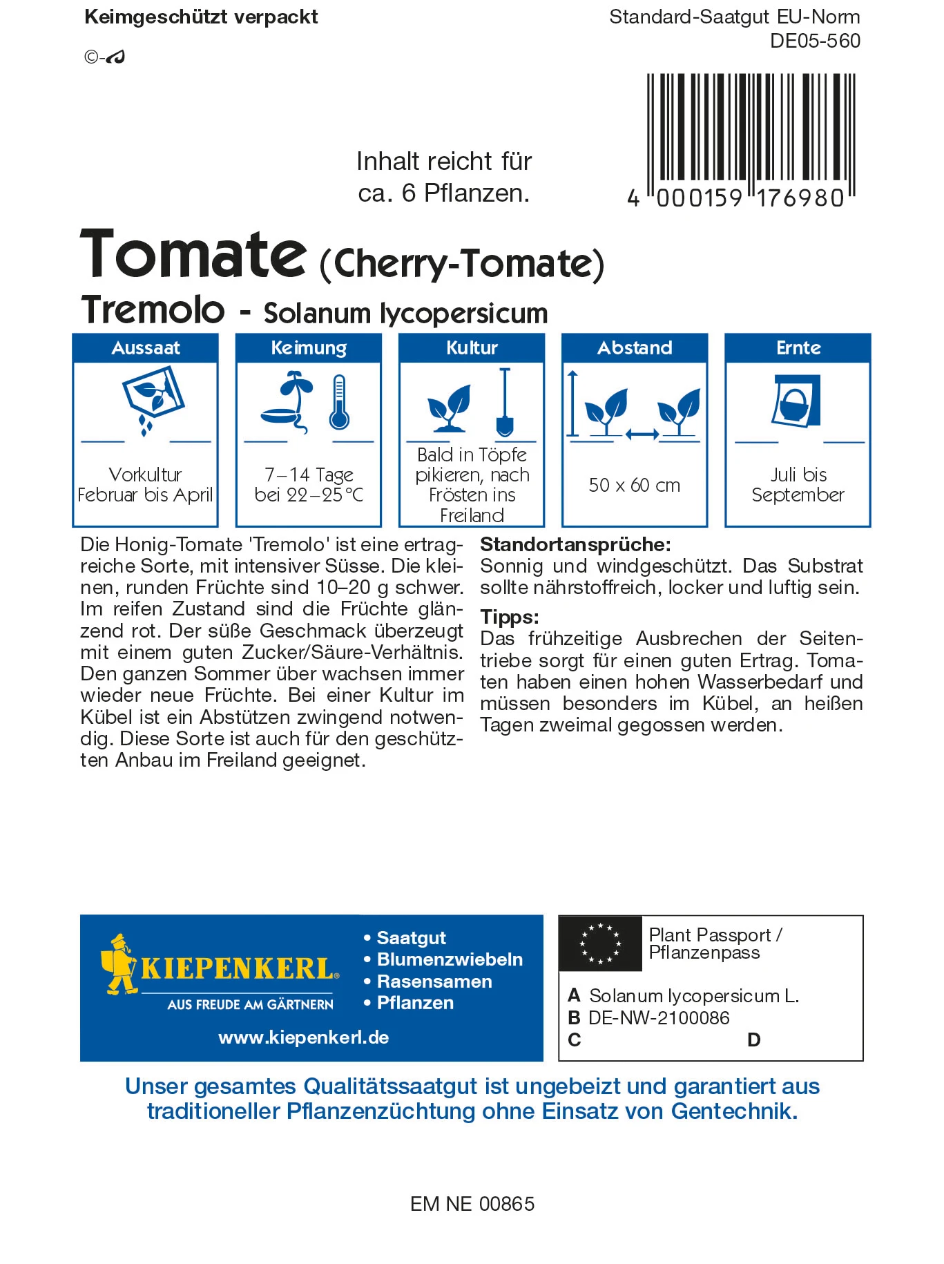 Cherry-Tomate Tremolo F1 | Cherrytomatensamen Von Kiepenkerl